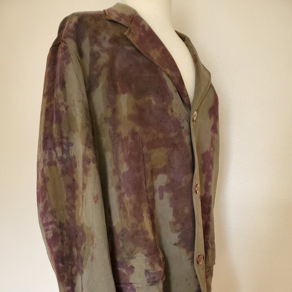 Tommy Bahama silk Blazer sport coat green brown Medium large camo painted black - Picture 8 of 14